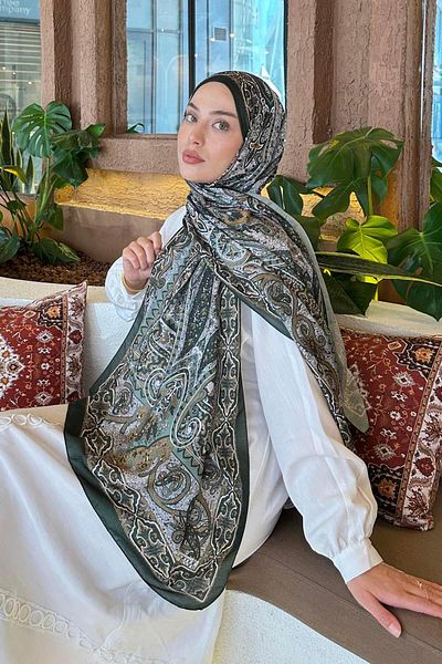 lamelif.com أسود بيج ريترو شال قطن