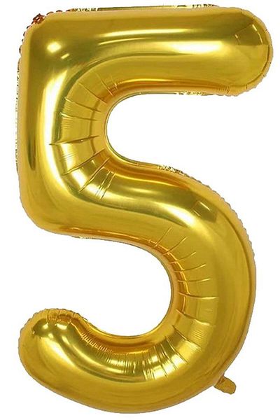 BeySüS Gold number Foil Balloon - 5 numbers 40 Inch
