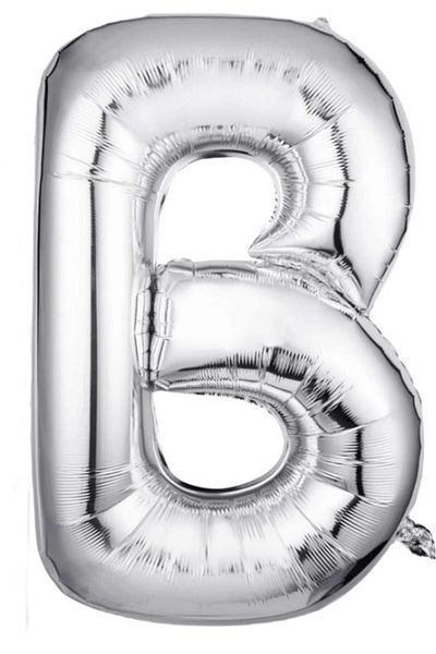 BeySüS 40 Inch Silver Letter B Foil Balloon
