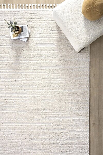 Eliz Home Krem Renk Modern Dokuma Halı Yolluk Antre Oturma Odası Salon Mutfak Halısı