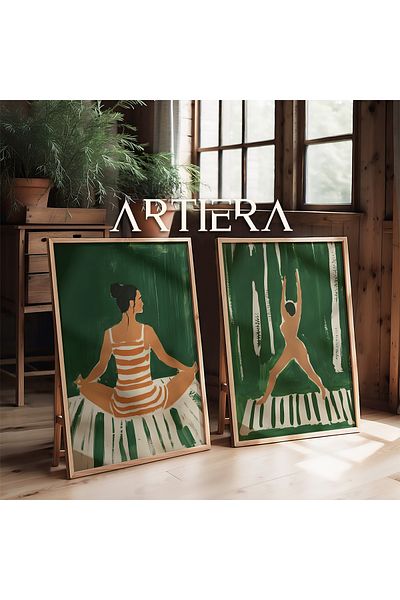 HİGUERA Figurine de yoga și meditație Pictură în ulei Feel Dual Wood Framed Wall Painting