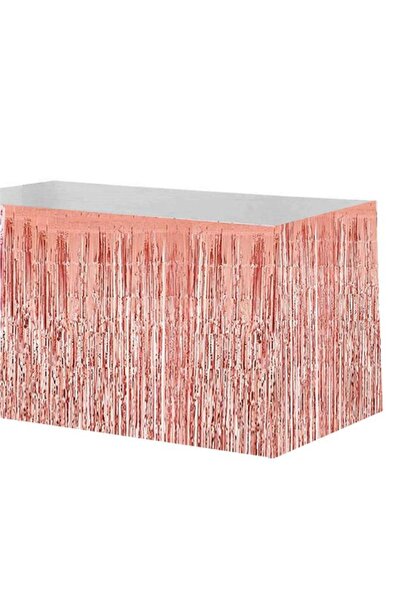 BeySüS Metalik Folyo Rose Gold Püskül Masa Eteği
