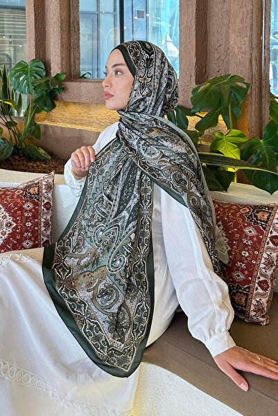 lamelif.com Retro Desen Pamuk Şal Siyah Bej