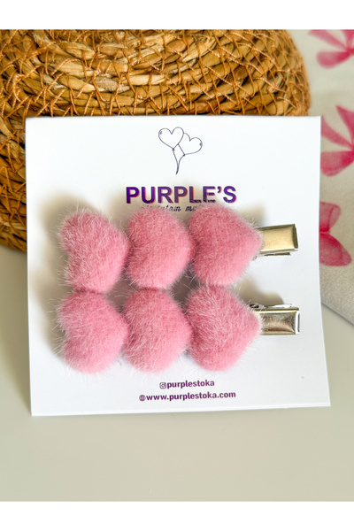 PURPLE'S BİR TUTAM MUTLULUK SIRALI KALP CLİPS ÇİFTLİ KADIN ÇOCUK BEBEK ANNE T...