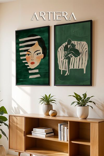 HİGUERA Portret abstract de femeie și dragoste în fotoliu Pictură în ulei Feel Dual Wood Framed Wall Painting