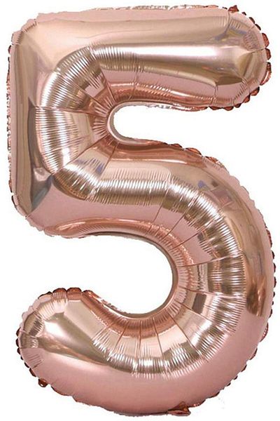 BeySüS Number Foil Balloon Rosegold 5 Number 40 Inch