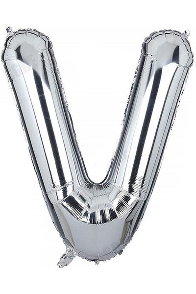 BeySüS 40 Inch SilVer V Letter Foil Balloon