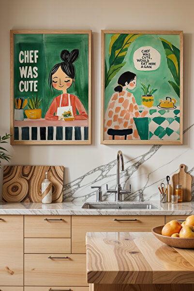 HİGUERA Πολύχρωμη εικονογράφηση με θέμα τον σεφ KTB Ζωγραφική τοίχου κουζίνας...