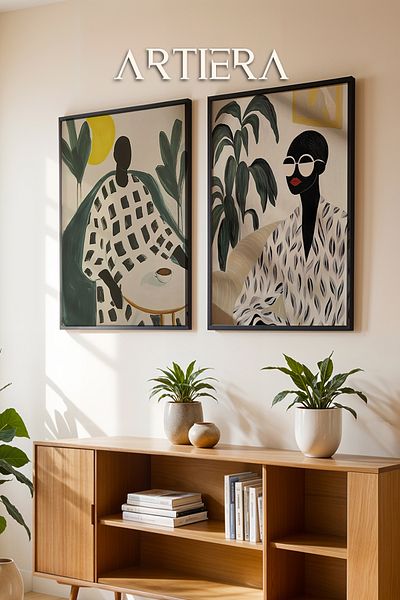 HİGUERA Eleganță geometrică și colț însorit Pictură în ulei Feel Dual Wood Framed Wall Painting
