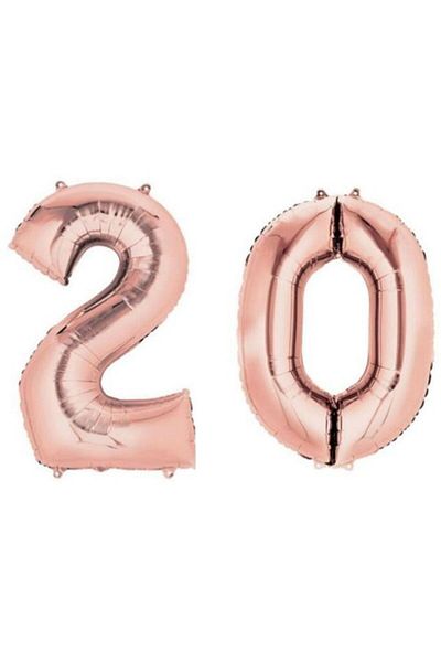 BeySüS 20 Twenty-Year-Old Number Foil Balloon - Rose Gold