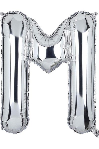 BeySüS 40 Inch Silver M Letter Foil Balloon