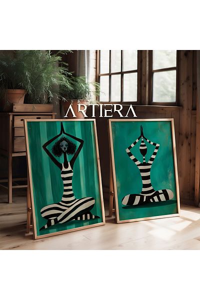 HİGUERA Yoga Mood cu Poodle Pictură în ulei Feel Dual Wood Framed Wall Painting