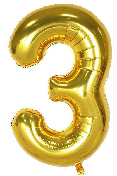 BeySüS Gold number Foil Balloon - 3 numbers 40 Inch