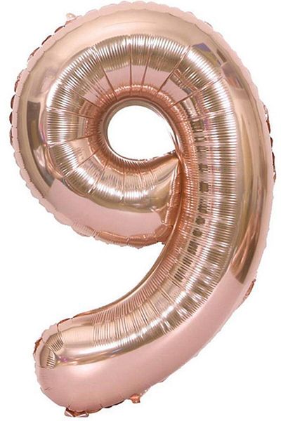 BeySüS Number Foil Balloon Rosegold 9 Number 40 Inch