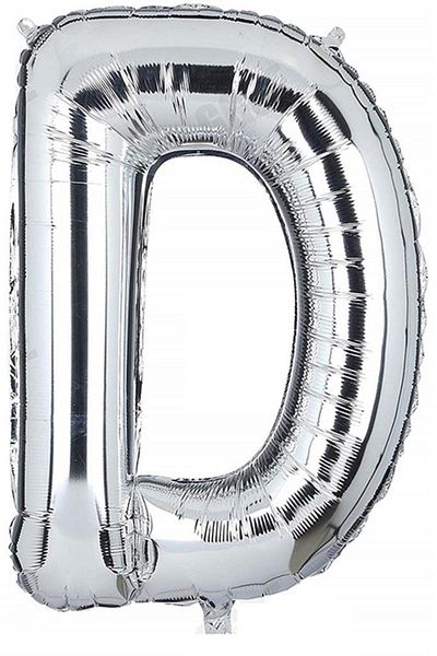 BeySüS 40 Inch Silver Color Letter Foil Balloon - Letter D