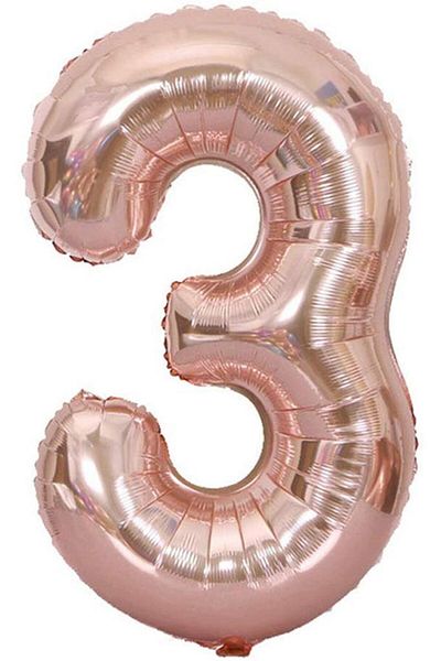 BeySüS Number Foil Balloon Rosegold Number 3 40 Inch