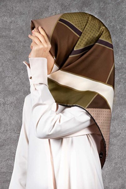 İpekseli Kadın Twill Eşarp 90x90 Vizon Kahve