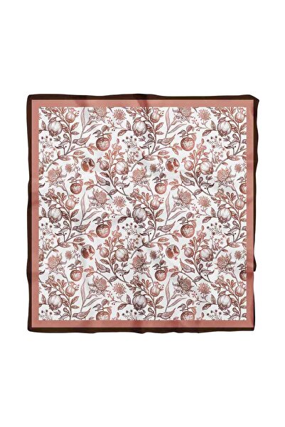 Modabutik F94 Kadın Kahverengi Burgeon Desenli 50x50 Bandana Hyl Dg0942-22