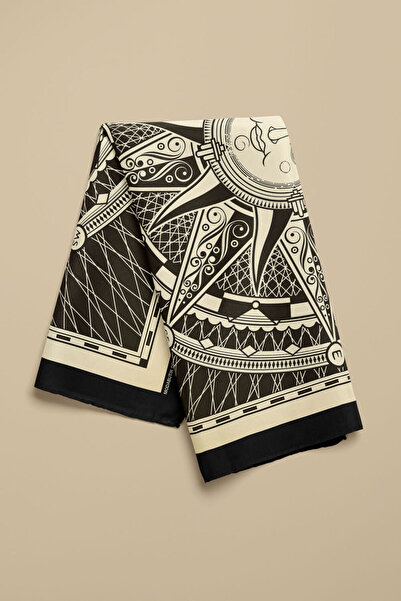 Modabutik Γυναικεία κρέμα Ethnic Sun Pattern 50x50 Bandana Hyl Dg0540-22