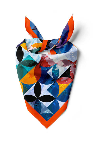 Modabutik C80 Kadın Yuvarlak Desenli Bandana 50x50 Dg0414-22