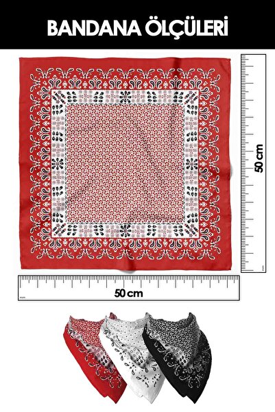 Modabutik C49 Kadın Mavi Mini Çini Desenli 50x50 Bandana Hyl Dg0703-22