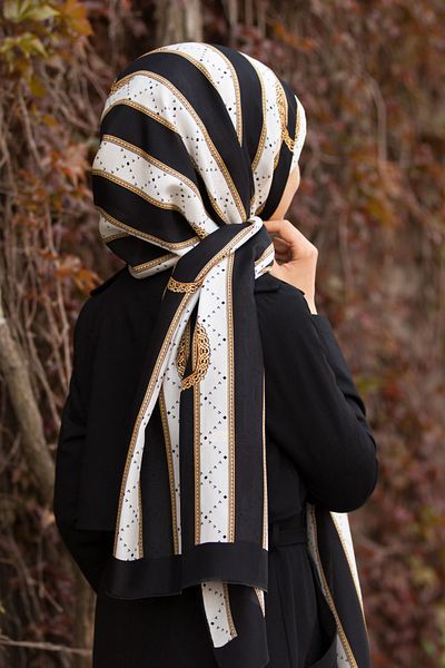 Vissona Women's Fresh Silk Shawl Black White
