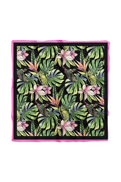 Modabutik H32 Kadın Yeşil Yaprak Desenli 50x50 Bandana Dg01408-22