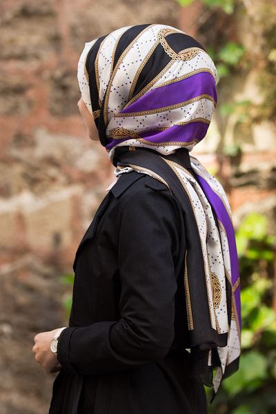Vissona Women's Fresh Silk Shawl Purple Black