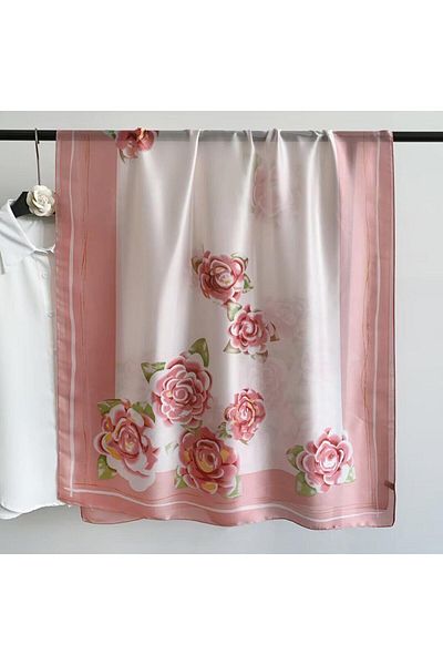 Webinay Home Μοτίβο τριαντάφυλλο Εισαγόμενο Voile Silk Shawl Νέας σεζόν 90x180 cm