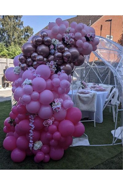 BeySüS 100 Pieces Chrome Pink and Fuchsia Macaron Balloon Chain