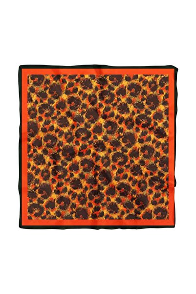 Modabutik G57 Kadın Turuncu Kahve Animal Desenli 50x50 Bandana