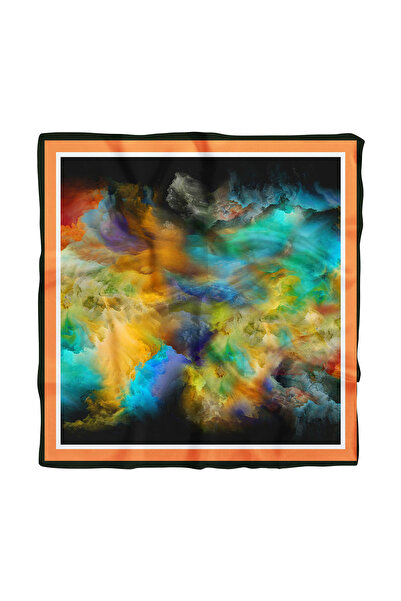 Modabutik Z27 Kadın Sarı Mavi Suluboya Desenli 50x50 Bandana Dg01563-22