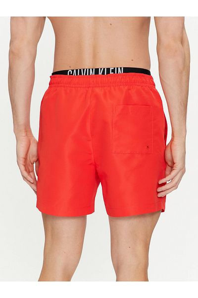 Calvin Klein Men's Brand Logo Quick-Drying Polyster Red-Black Swim Shorts Suitable for Beach and Sea Use