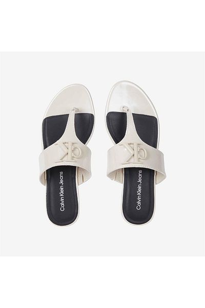 Calvin Klein Flip Flops de damă Papuci confortabili bej cu logo-ul mărcii YW0YW01342-ABJ