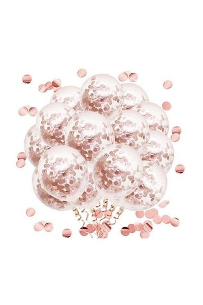 BeySüS Rose Gold Transparent Balloon Set - Confetti