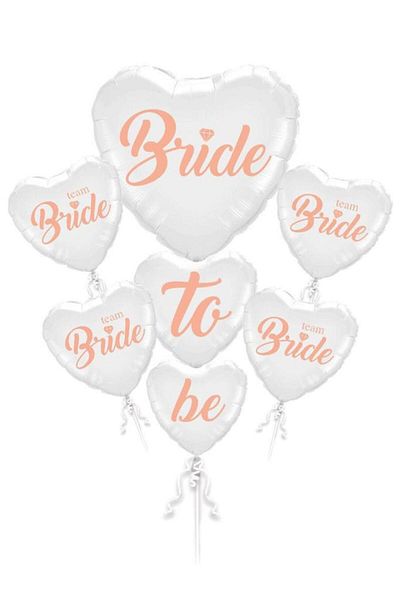 BeySüS Bride to Be White Heart Foil Balloon Set
