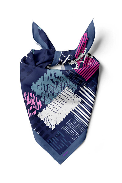Modabutik V17 Kadın Egzotik Desenli Bandana 50x50 Mavi Dg0448-22
