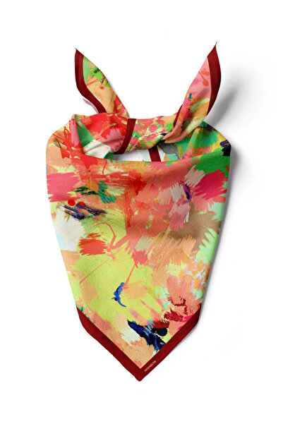 Modabutik D112 Kadın Sulu Boya Desenli Bandana 50x50 Dg0490-22