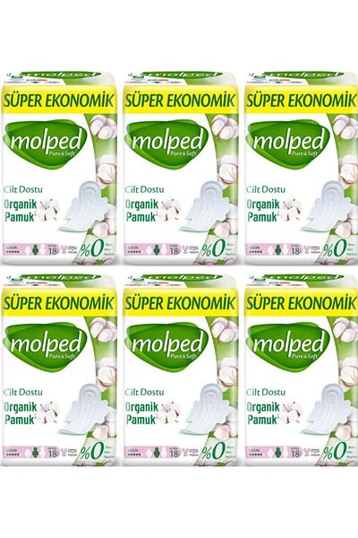 Molped Pure&soft Hygienic Pad Super Economical Long 18 Pieces 6 Pieces