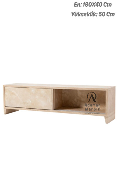 adomarmarblehandmadeandluxury Traverten TV Ünitesi, Gerçek Traverten, Tv Sehp...