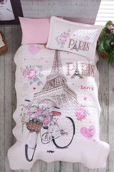Clasy Σετ κουβερλί μονό Valletta Home Ranforce Paris Love