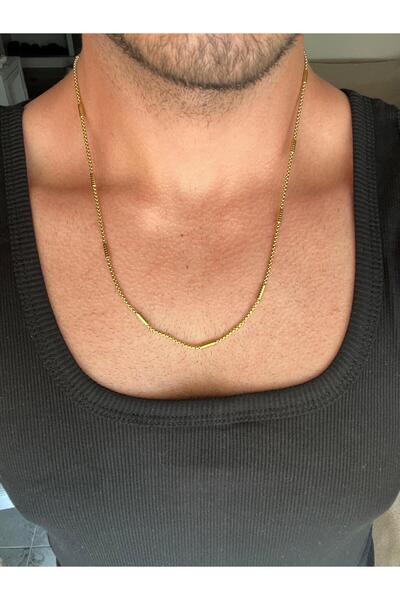 ZEYM قلادة من الفولاذ المقاوم للصدأ بسلسلة ملتوية مع تفاصيل أسطوانية باللون ا...