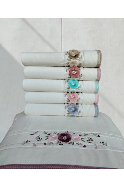 Fiesta Velvet Dual Border 3D Κεντημένο 100% Βαμβάκι 6 Τεμάχια 30x50 cm Πετσέτα κουζίνας