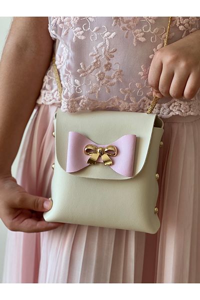 Mukteza Girl's Bag with Pink Ribbon Detail