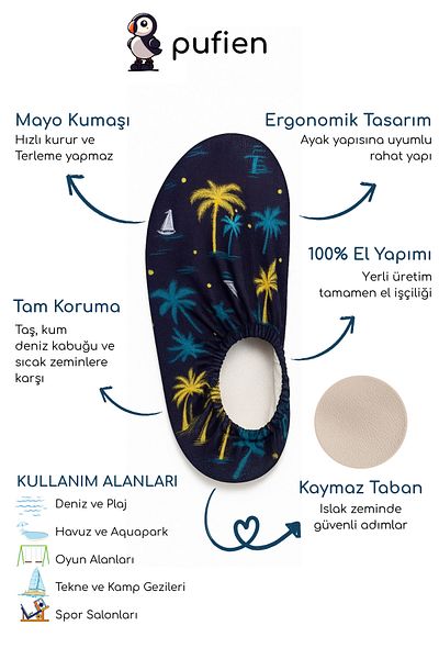 pufien Non-Slip Sole Children's Sea Shoes Baby Pool Booties Breathable Swimsuit Fabric