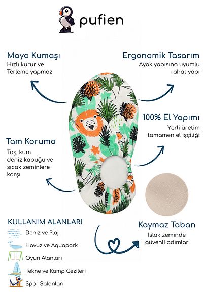 pufien Non-Slip Sole Children's Sea Shoes Baby Pool Booties Breathable Swimsuit Fabric