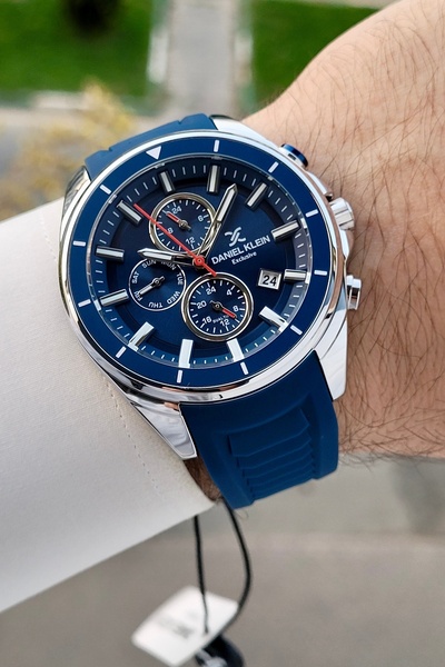Daniel Klein 45 Mm Kasası Gümüş Kordonu Lacivert Renk İç Göstergeleri Aktif E...