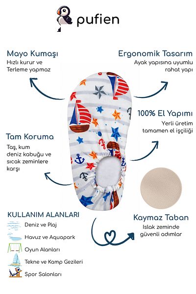 pufien Non-Slip Sole Children's Sea Shoes Baby Pool Booties Breathable Swimsuit Fabric