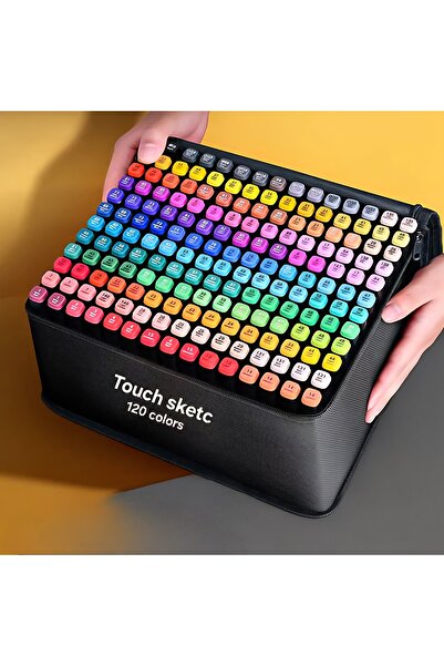 TOUCH SKETC 120 قطعة من أقلام التحديد ذات الوجهين هي حامل وحقيبة