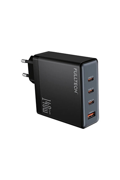 Yellowtech 140w Gan Hızlı Şarj Adaptörü – 3 Usb-c 1 Usb-a Portlu, Akıllı Çoklu Priz Siyah